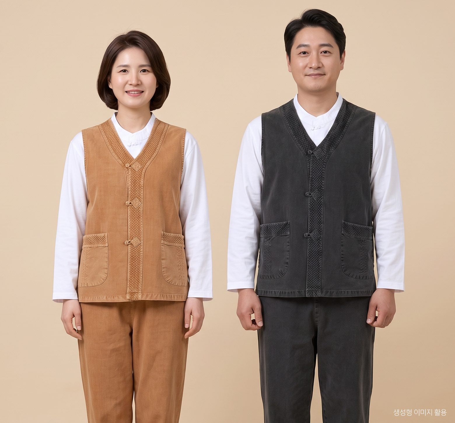 가1A45 포켓 사선 조끼 세트